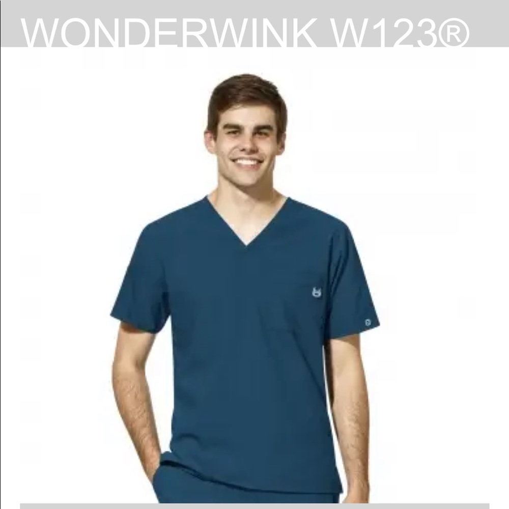 Caribbean wonder wink men’s scrub shirt XL